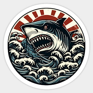 Sinister monster shark attacking Sticker